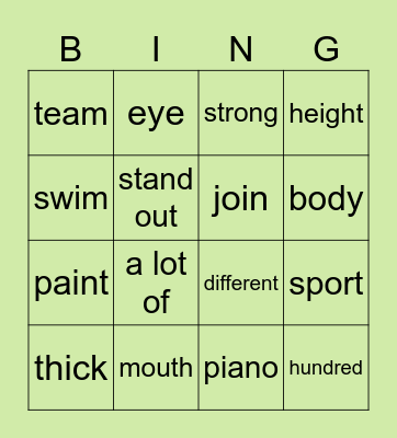 B2 L1 voc Bingo Card