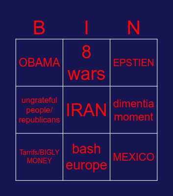 IN THE BIN Bingo Card