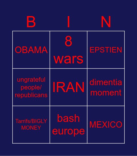 IN THE BIN Bingo Card