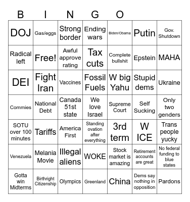 SOTU Bingo Card