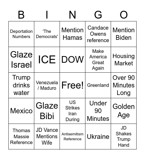 SOTU Bingo Card