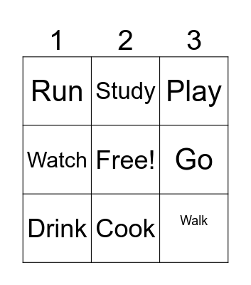 Verbs Bingo Card