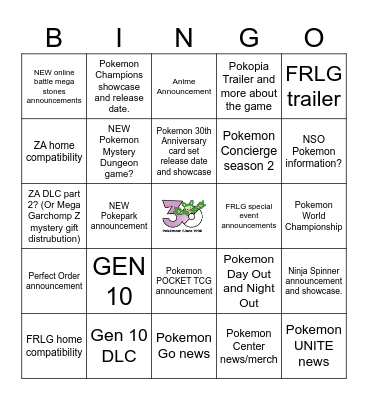 30TH ANNIVERSARY POKEMON DIRECT Bingo Card