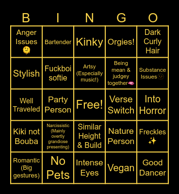 MY TYPE! Bingo Card