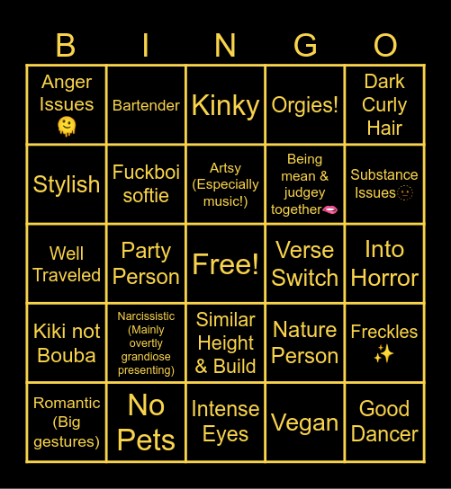 MY TYPE! Bingo Card