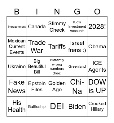 2026 S.O.T.U.A (spit on that thang) Bingo Card