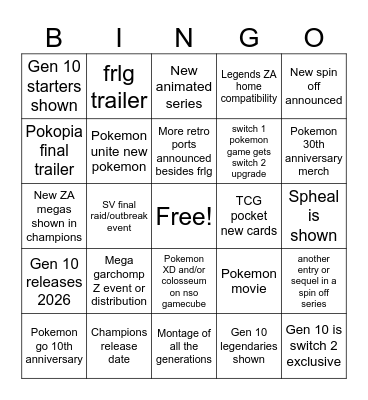 Pokemon Day 2026 Bingo Card