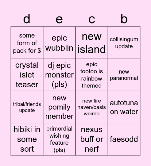 5.3 msm bingo card Bingo Card