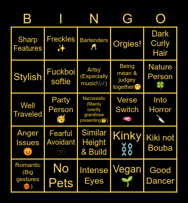 MY TYPE! Bingo Card