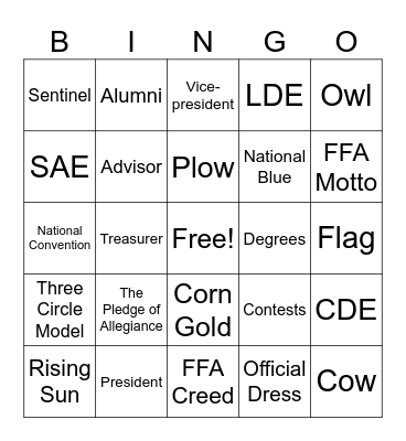 National FFA Week! Bingo Card