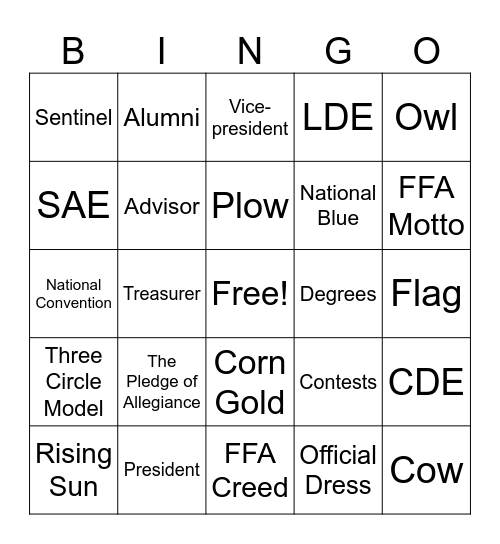 National FFA Week! Bingo Card
