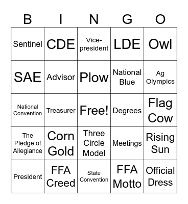 National FFA Week! Bingo Card
