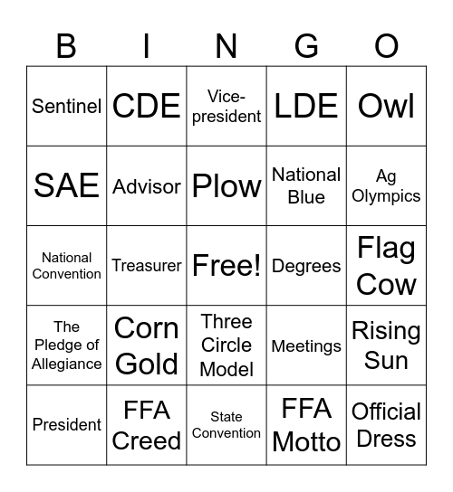 National FFA Week! Bingo Card