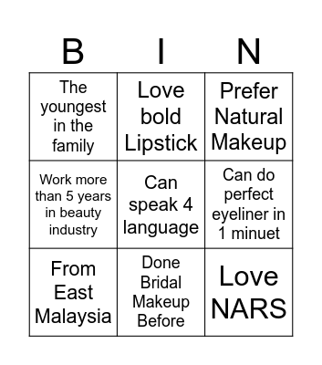 NARS Bingo Card