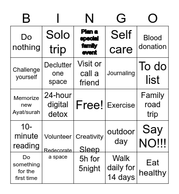 2026 Monthly Growth Bingo Card