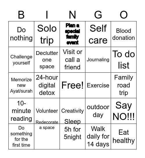 2026 Monthly Growth Bingo Card