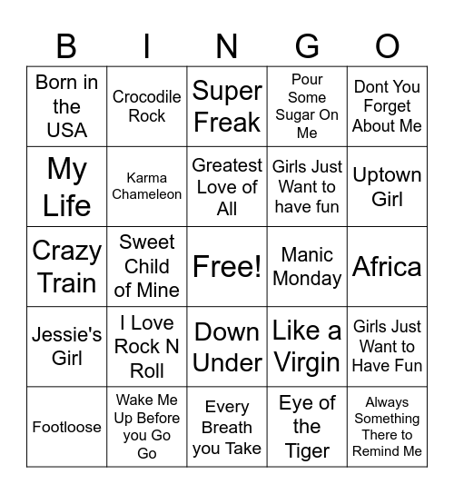 80s BINGO Card