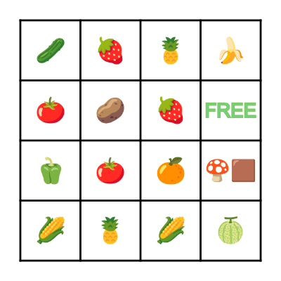 Fruit & Vegetable Bingo Card