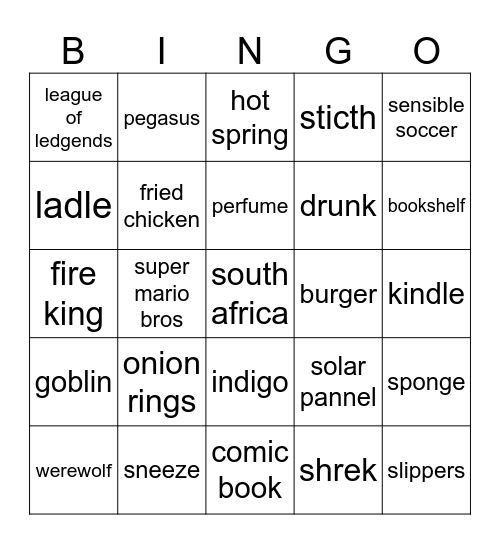 Infinate craft Bingo Card