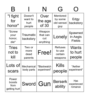 Sea's Dojo Duels Bingo Card