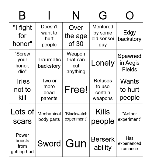 Sea's Dojo Duels Bingo Card