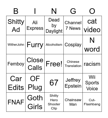 reels Bingo Card