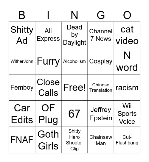 reels Bingo Card