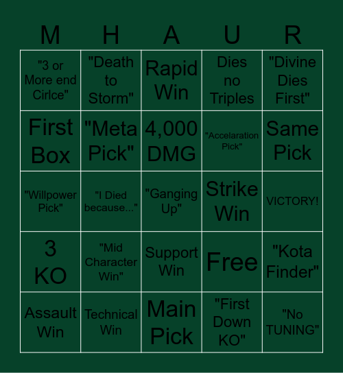 The Customs Bingo Card