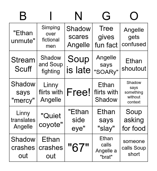 MOD NIGHT Bingo Card