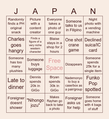 More Specific JPFRFR Bingo Card