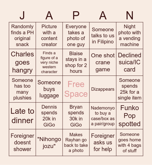 More Specific JPFRFR Bingo Card