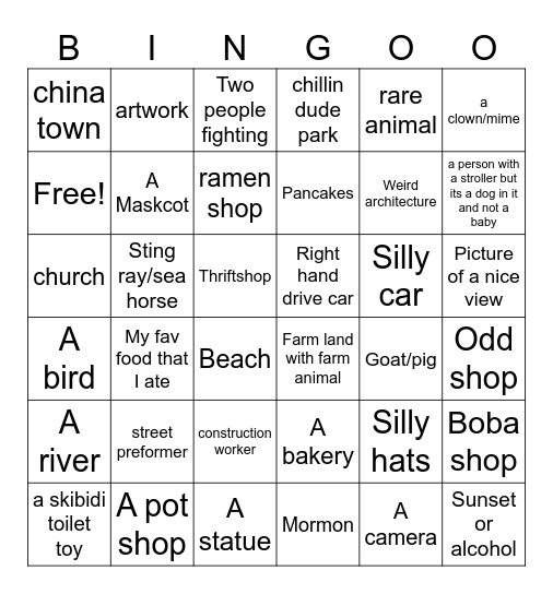 blob pictures Bingo Card