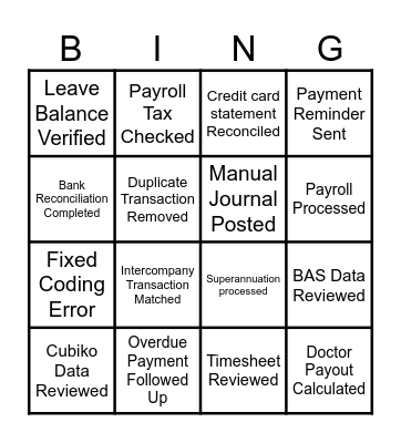Jemajo Bingo Card