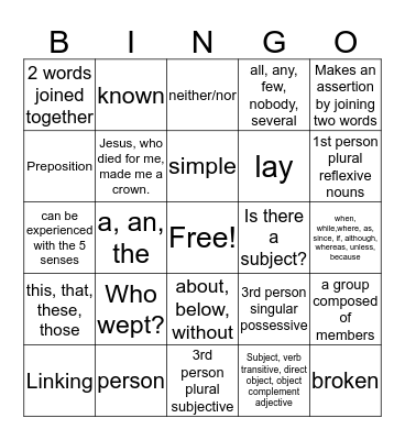 Essentials Bingo Card