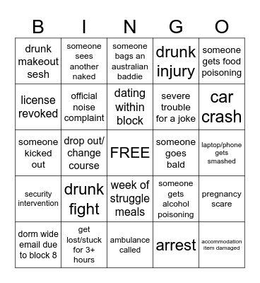 Bogan Block 8 Bingo Card