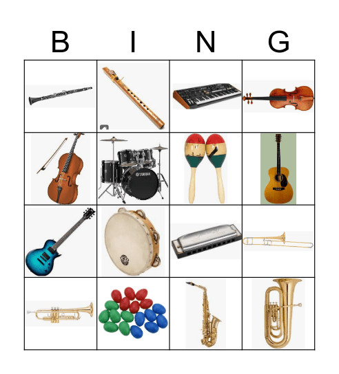 Music Instruments Bingo Card