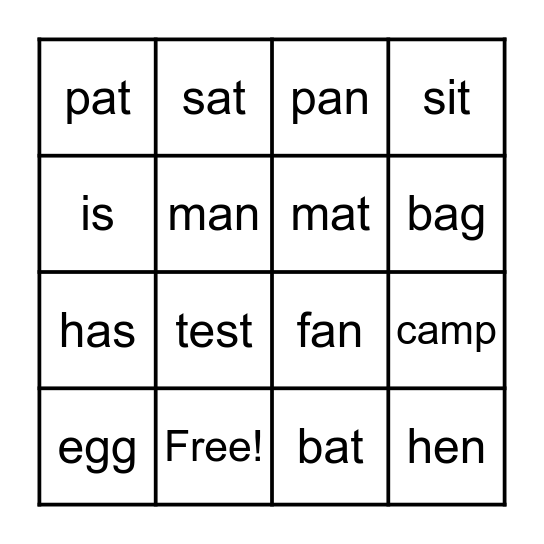 English Day - Grade 3 Bingo Card