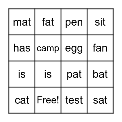 English Day - Grade 3 Bingo Card