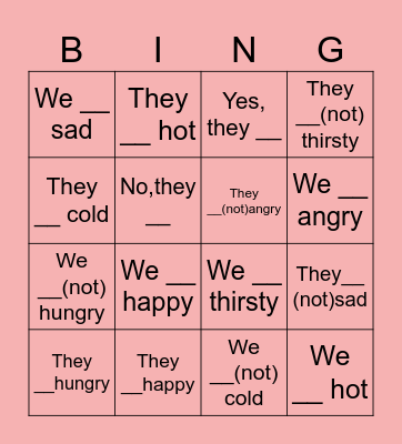 Feelings Bingo Card