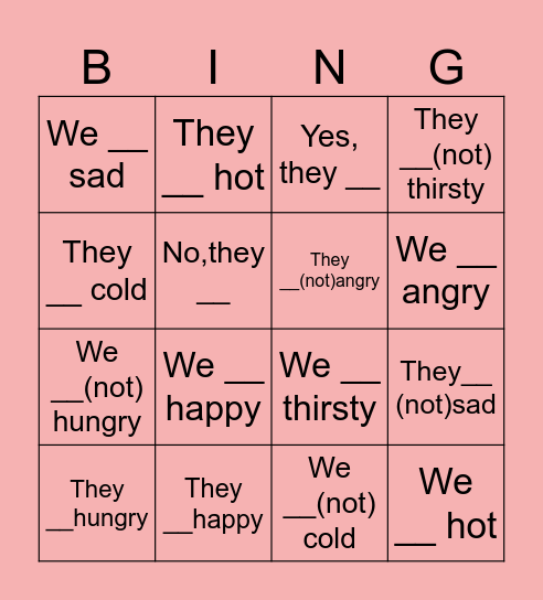 Feelings Bingo Card