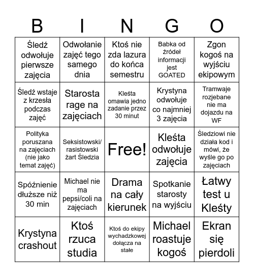 Bingo zajebiste Bingo Card