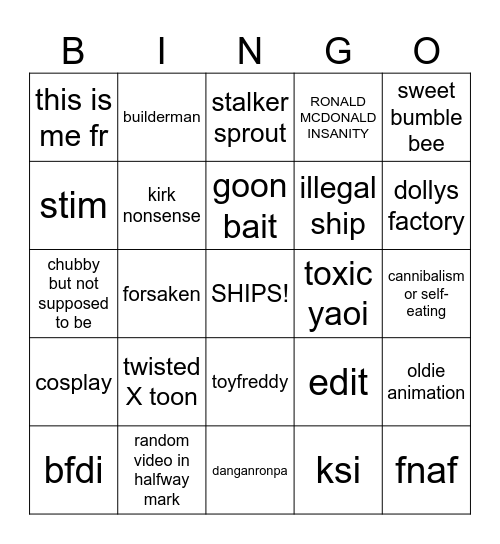 dandys vidoes Bingo Card