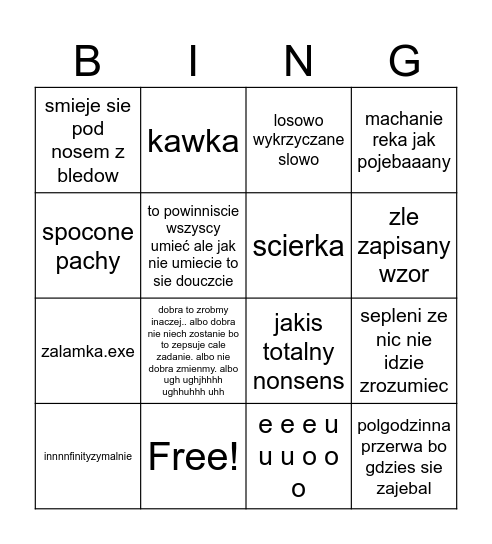 SZABLIKKK Bingo Card