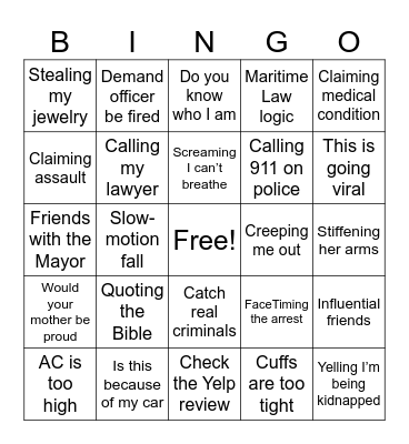 Karen Bingo Card