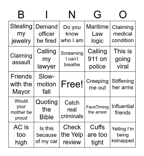 Karen Bingo Card