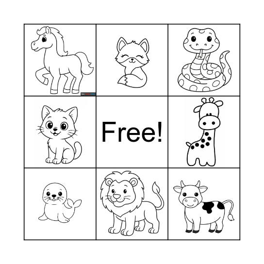 Animals Bingo Card