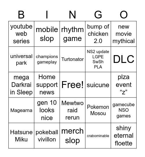 Pokemon Day 2026 Bingo Card