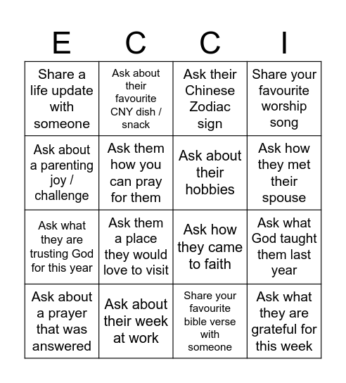 Picnic Bingo Card