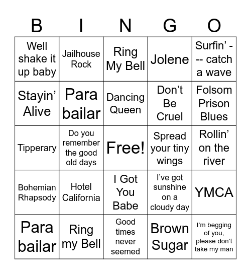 Music - Bingo Card