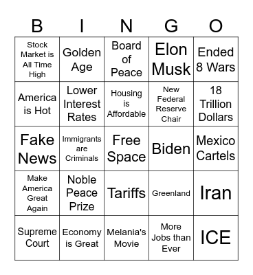 State of the Union Bingo Card